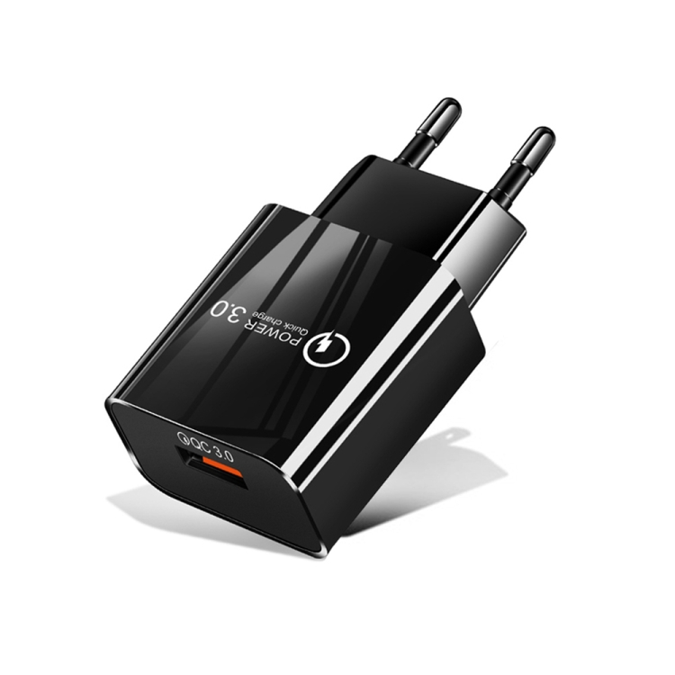 

Mini QC3.0 USB 18W Mobile Phone Tablet Universal Fast Charger, EU Plug(Black)