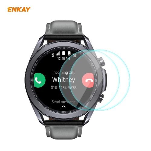 

For Samsung Galaxy Watch 3 45mm 2 PCS ENKAY Hat-Prince 0.2mm 9H 2.15D Curved Edge Tempered Glass Screen Protector Watch Film