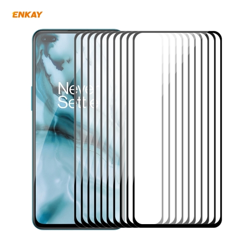 

For OnePlus Nord 10 PCS ENKAY Hat-Prince Full Glue 0.26mm 9H 2.5D Tempered Glass Full Coverage Film