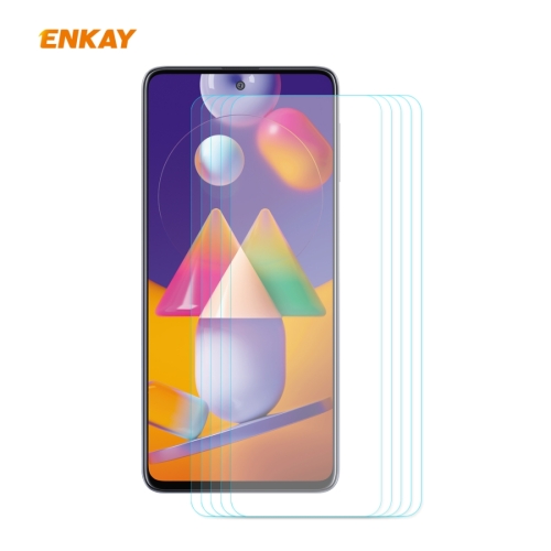 

For Samsung Galaxy M31s 5 PCS ENKAY Hat-Prince 0.26mm 9H 2.5D Curved Edge Tempered Glass Film