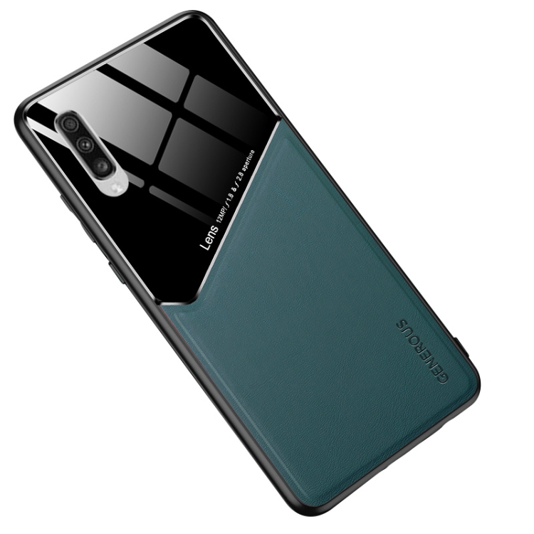 

For Samsung Galaxy A70/A70s All-inclusive Leather + Organic Glass Phone Case with Metal Iron Sheet(Green)