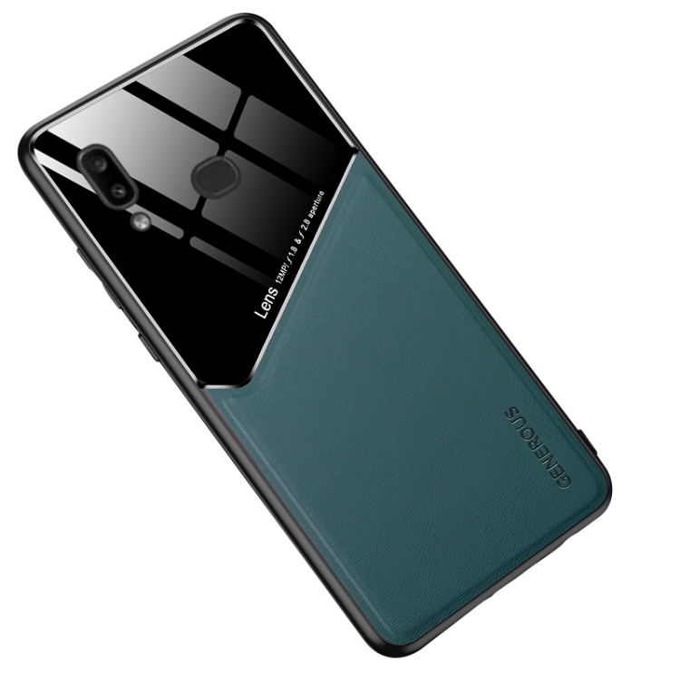 

For Samsung Galaxy A10s All-inclusive Leather + Organic Glass Phone Case with Metal Iron Sheet(Green)