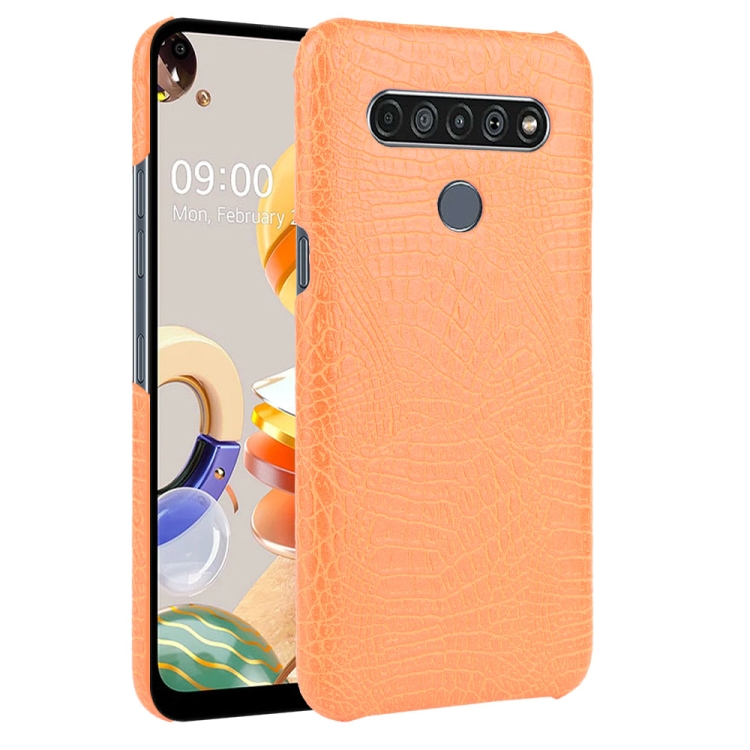 

For LG K61 Shockproof Crocodile Texture PC + PU Case(Orange)
