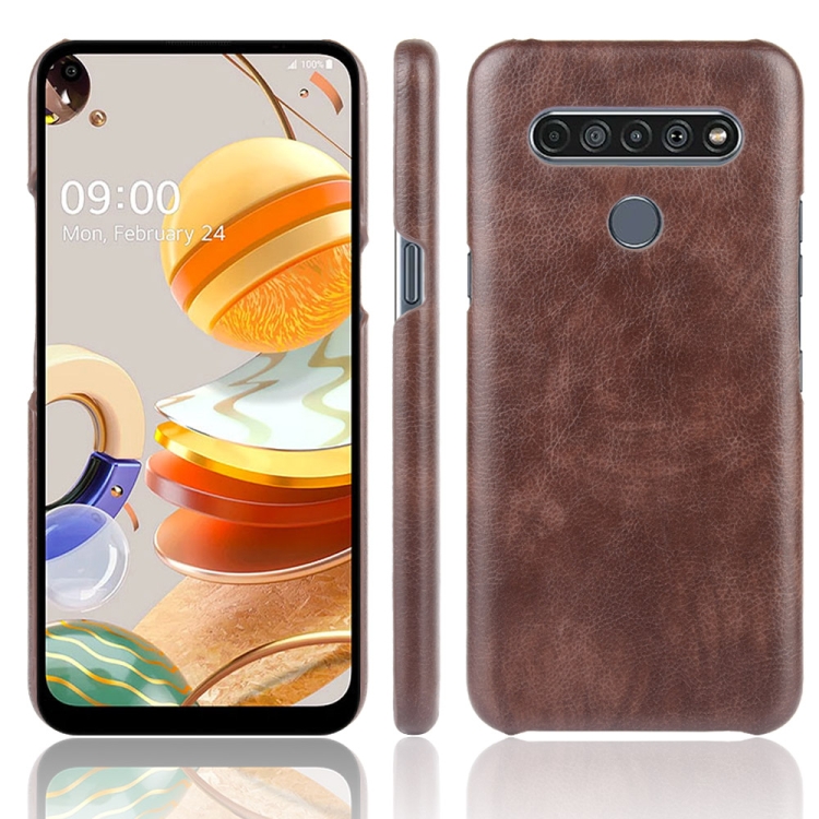 

For LG K61 Shockproof Litchi Texture PC + PU Case(Brown)