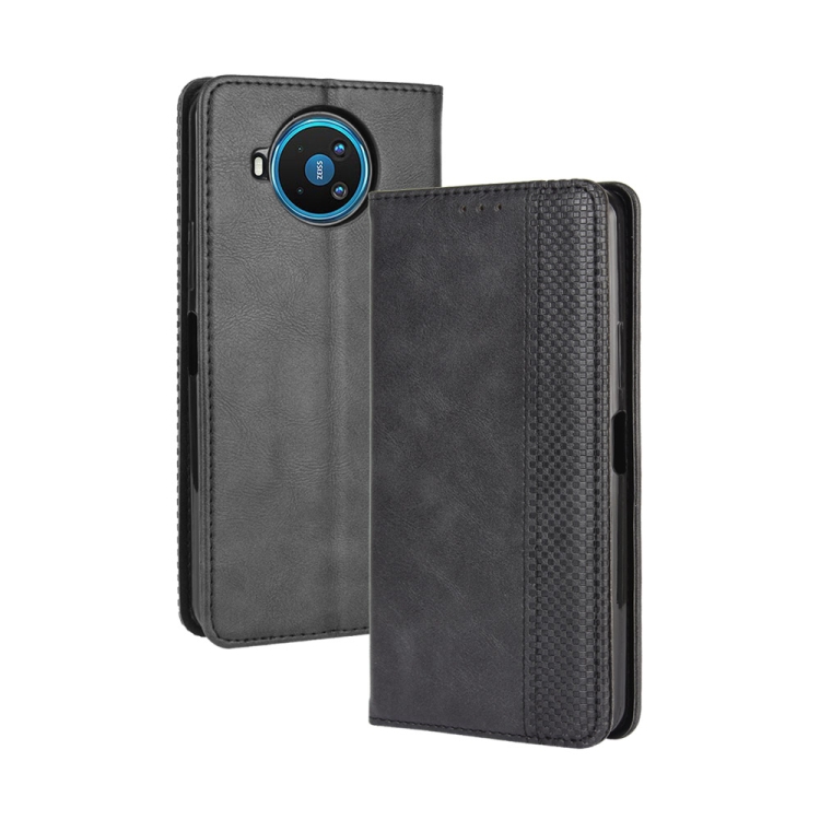 

For Nokia 8.3 5G Magnetic Buckle Retro Crazy Horse Texture Horizontal Flip Leather Case , with Holder & Card Slots & Photo Frame(Black)