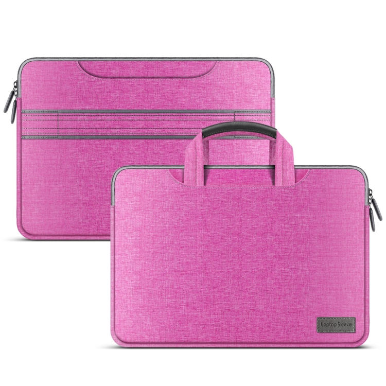 

For 13-13.3 inch Oxford Cloth Portable Waterproof Protective Cover Double Zipper Briefcase Laptop Carrying Bag(Rose Red)