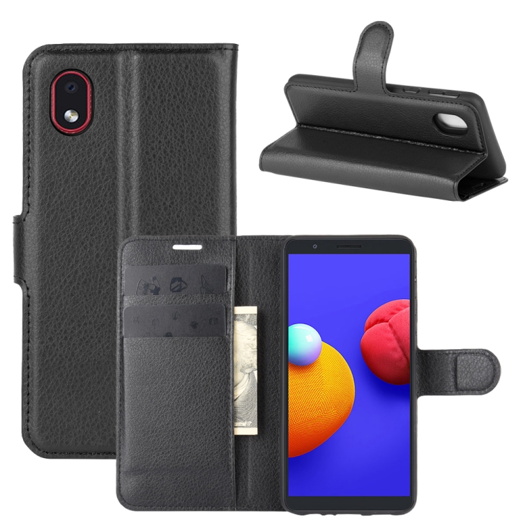 

For Samsung Galaxy A01 Core / M01 Core Litchi Texture Horizontal Flip Protective Case with Holder & Card Slots & Wallet(Black)
