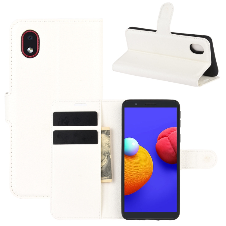 

For Samsung Galaxy A01 Core / M01 Core Litchi Texture Horizontal Flip Protective Case with Holder & Card Slots & Wallet(White)