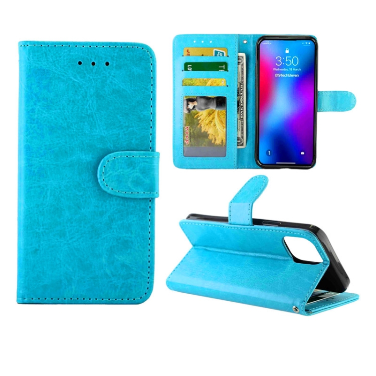 

For iPhone 12 Pro Max Crazy Horse Texture Leather Horizontal Flip Protective Case with Holder & Card Slots & Wallet & Photo Frame(baby Blue)