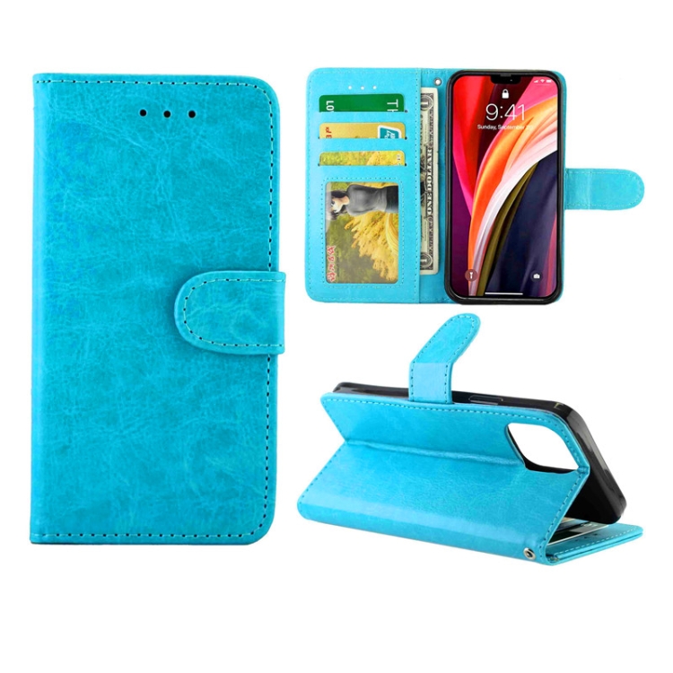 

For iPhone 12 mini Crazy Horse Texture Leather Horizontal Flip Protective Case with Holder & Card Slots & Wallet & Photo Frame(baby Blue)