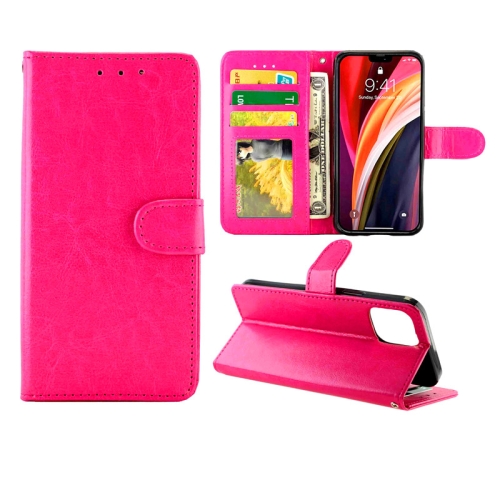 

For iPhone 12 / 12 Pro Crazy Horse Texture Leather Horizontal Flip Protective Case with Holder & Card Slots & Wallet & Photo Frame(Magenta)