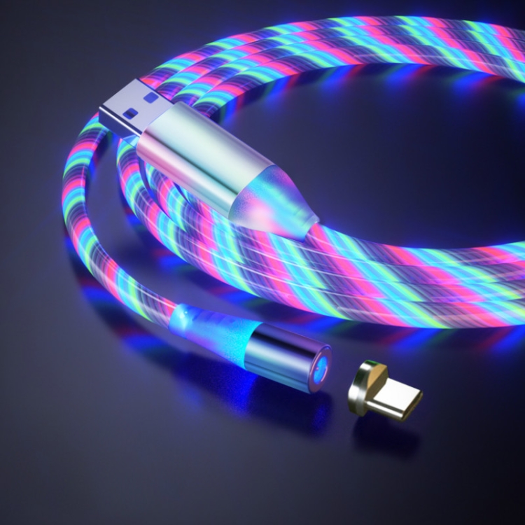 

USB to Type-C / USB-C Magnetic Suction Colorful Streamer Mobile Phone Charging Cable, Length: 2m(Color Light)