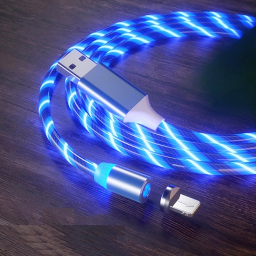 

USB to 8 Pin Magnetic Suction Colorful Streamer Mobile Phone Charging Cable, Length: 2m(Blue Light)