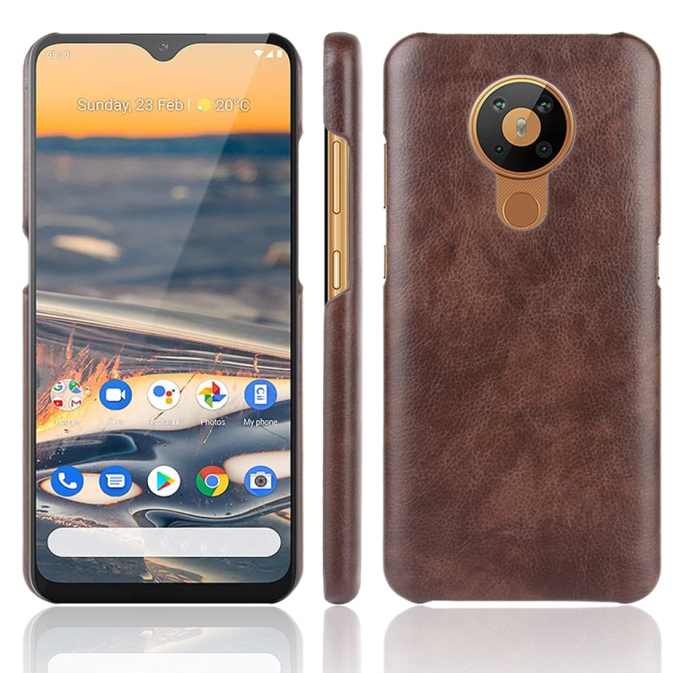 

For Nokia 5.3 Shockproof Litchi Texture PC + PU Case(Brown)