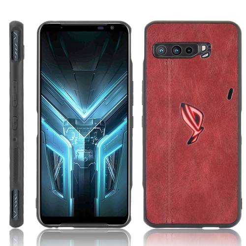 

For Asus ZS661KS/ ROG Phone 3 Strix Shockproof Sewing Cow Pattern Skin PC + PU + TPU Case(Red)