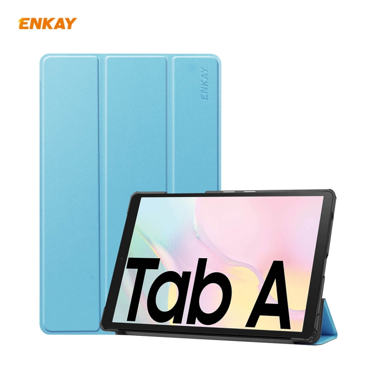 

ENKAY ENK-8009 For Samsung Galaxy Tab A7 10.4 2020 T500 / T505 PU Leather + Plastic Smart Case with Three-folding Holder(Light Blue)