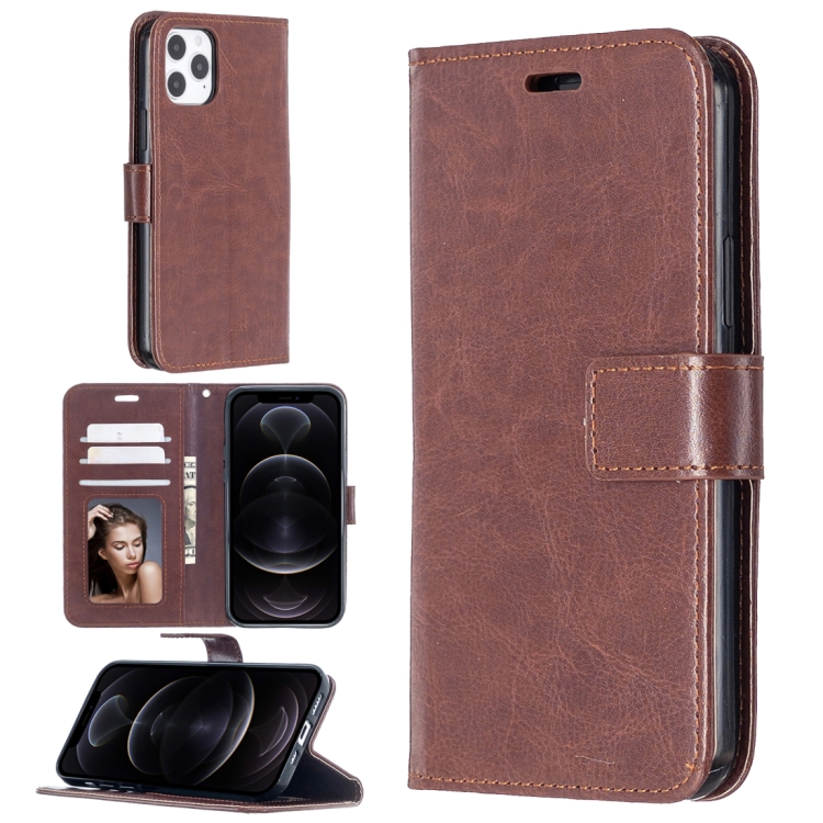 

For iPhone 12 / 12 Pro Crazy Horse Texture Horizontal Flip Leather Case with Holder & Card Slots & Wallet & Photo Frame(Brown)