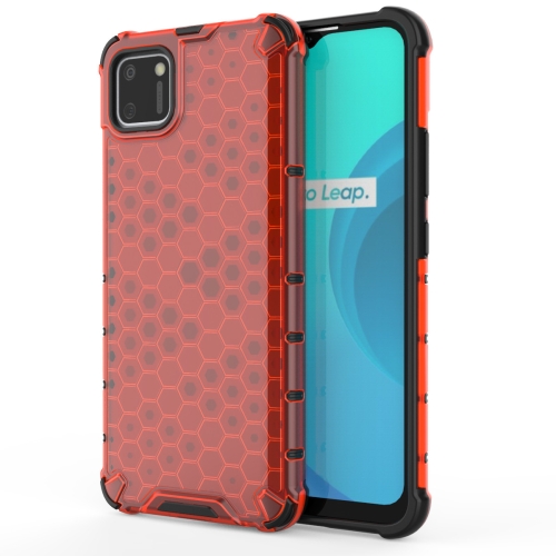 

For OPPO Realme C15 Shockproof Honeycomb PC + TPU Case(Red)