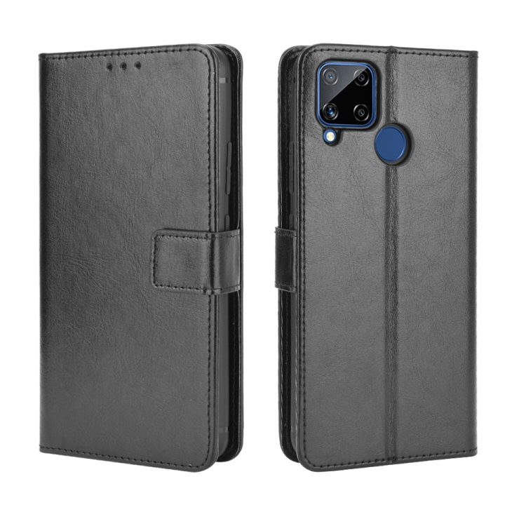 

For OPPO Realme C15 Retro Crazy Horse Texture Horizontal Flip Leather Case with Holder & Card Slots & Photo Frame(Black)
