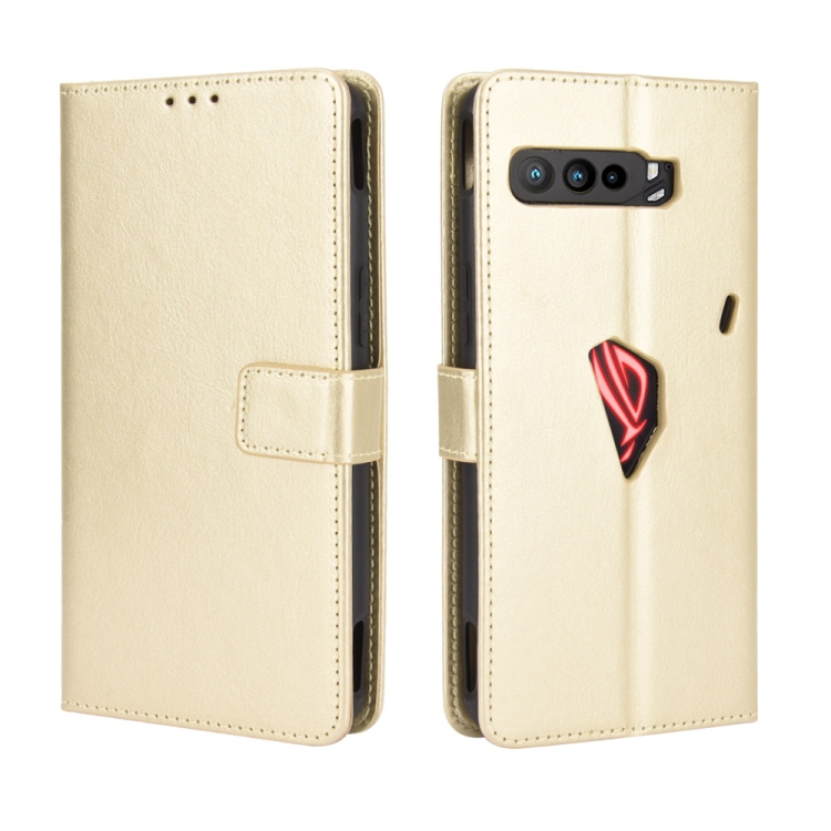 

For Asus ROG Phone 3 ZS661KS Retro Crazy Horse Texture Horizontal Flip Leather Case , with Holder & Card Slots & Photo Frame(Gold)