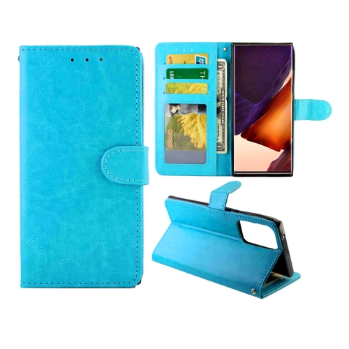 

For Samsung Galaxy Note20 Ultra 5G Crazy Horse Texture Leather Horizontal Flip Protective Case with Holder & Card Slots & Wallet & Photo Frame(baby Blue)