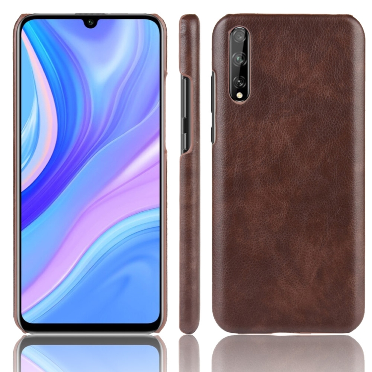

For Huawei P Smart S Shockproof Litchi Texture PC + PU Case(Brown)