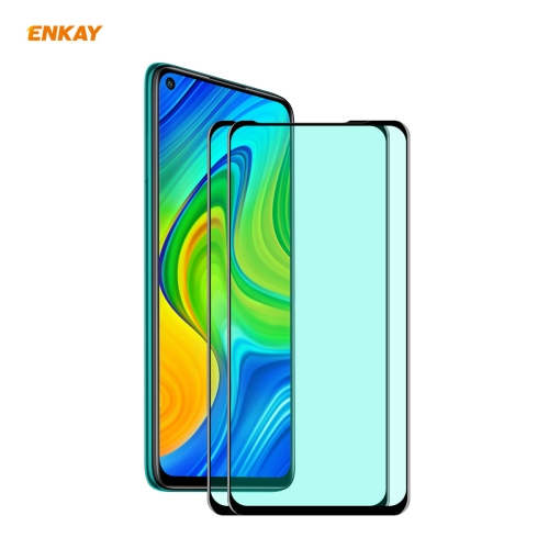 

For Redmi 10X 4G/Redmi Note 9 2 PCS ENKAY Hat-Prince 0.26mm 9H 6D Curved Full Screen Eye Protection Green Film Tempered Glass Protector