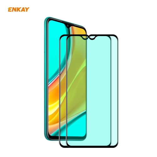 

For Xiaomi Redmi 9 / 9A / 9C 2 PCS ENKAY Hat-Prince 0.26mm 9H 6D Curved Full Screen Eye Protection Green Film Tempered Glass Protector
