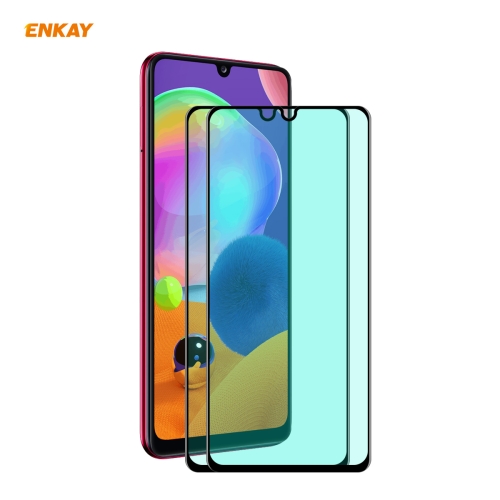 

For Samsung Galaxy A31 2 PCS ENKAY Hat-Prince 0.26mm 9H 6D Curved Full Screen Eye Protection Green Film Tempered Glass Protector