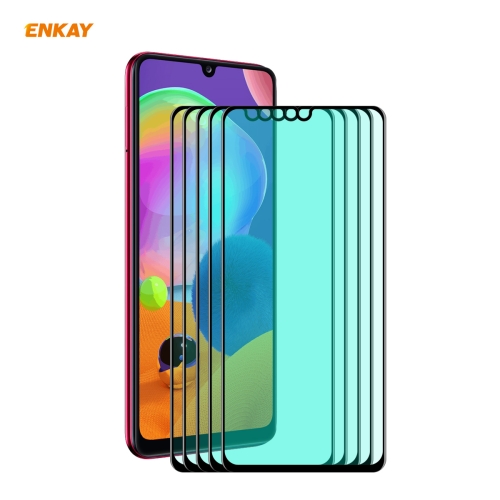

For Samsung Galaxy A31 5 PCS ENKAY Hat-Prince 0.26mm 9H 6D Curved Full Screen Eye Protection Green Film Tempered Glass Protector
