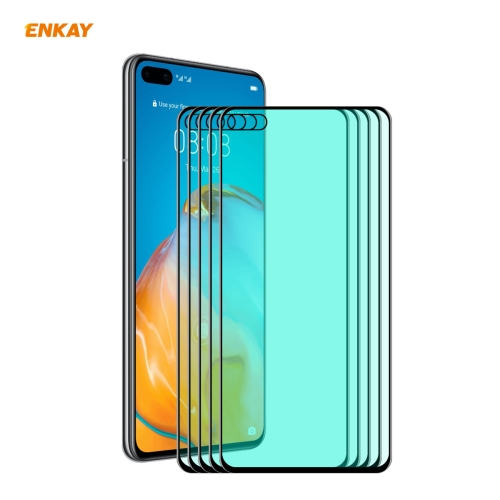 

For Huawei P40 5 PCS ENKAY Hat-Prince 0.26mm 9H 6D Curved Full Screen Eye Protection Green Film Tempered Glass Protector