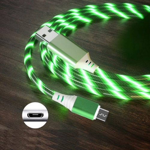 

2.4A USB to Micro USB Colorful Streamer Fast Charging Cable, Length: 1m(Green Light)