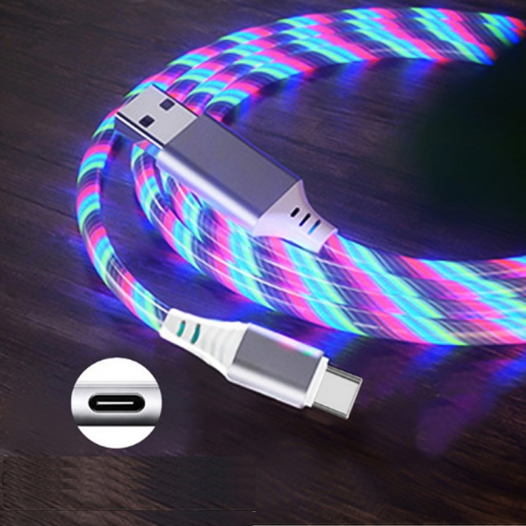 

2.4A USB to Type-C / USB-C Colorful Streamer Fast Charging Cable, Length: 1m(Color Light)
