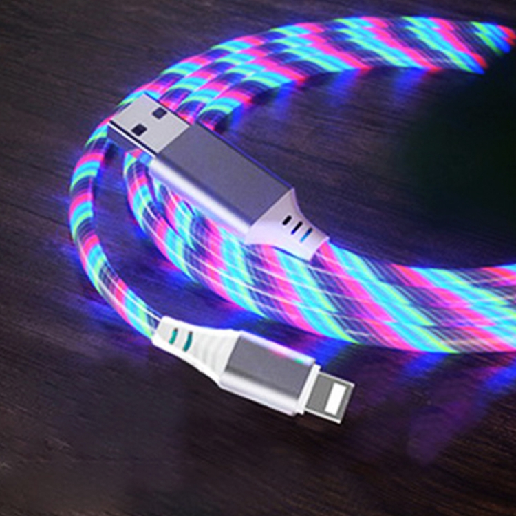 

2.4A USB to 8 Pin Colorful Streamer Fast Charging Cable, Length: 1m(Color Light)