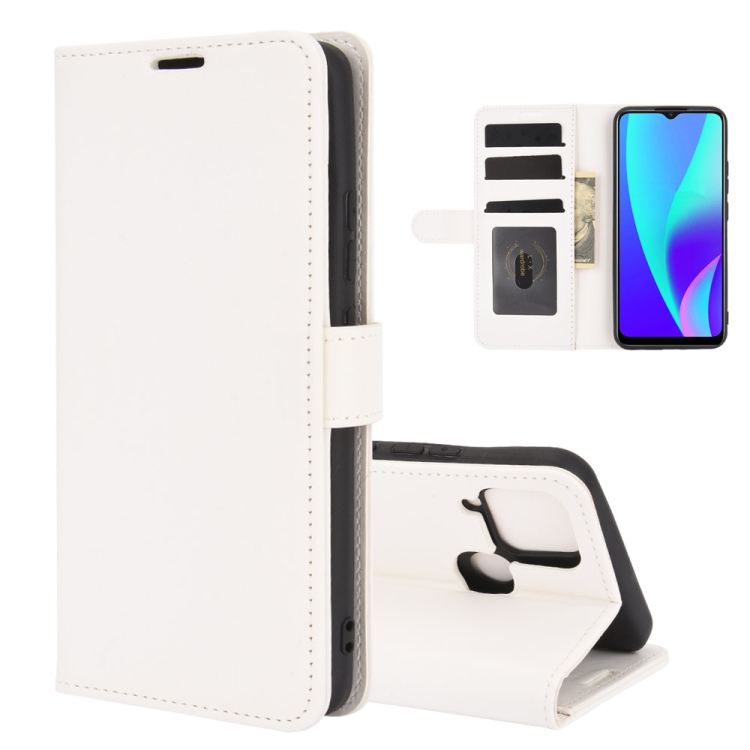

For OPPO Realme C15 R64 Texture Single Horizontal Flip Protective Case with Holder & Card Slots & Wallet& Photo Frame(White)