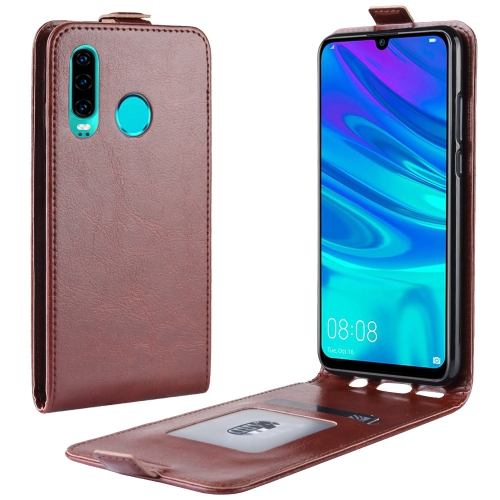 

For Huawei P30 lite R64 Texture Single Vertical Flip Leather Protective Case with Card Slots & Photo Frame(Brown)