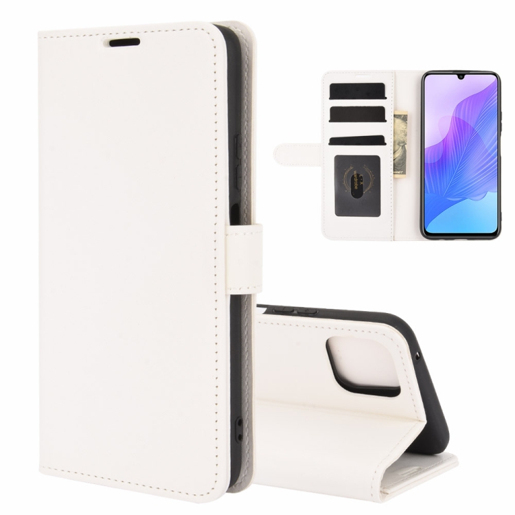 

For Huawei Enjoy 20 R64 Texture Single Horizontal Flip Protective Case with Holder & Card Slots & Wallet& Photo Frame(White)