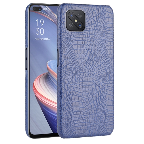 

For Oppo Reno4 Z 5G/A92S Shockproof Crocodile Texture PC + PU Case(Blue)