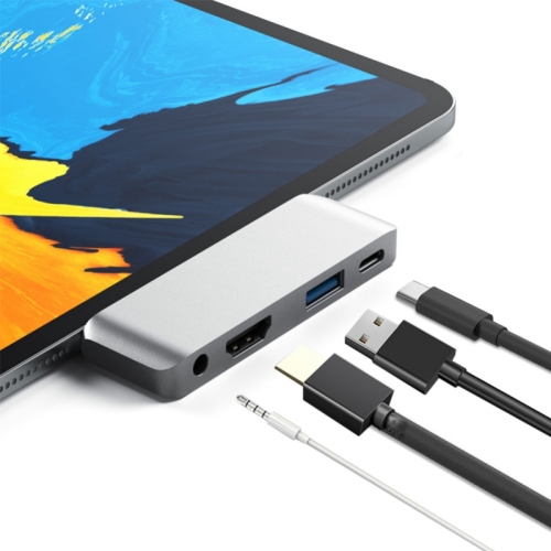 

4 in 1 Type-C / USB-C to HDMI + AUX + USB + PD Type-C / USB-C HUB Adapter Multifunction HD Dock