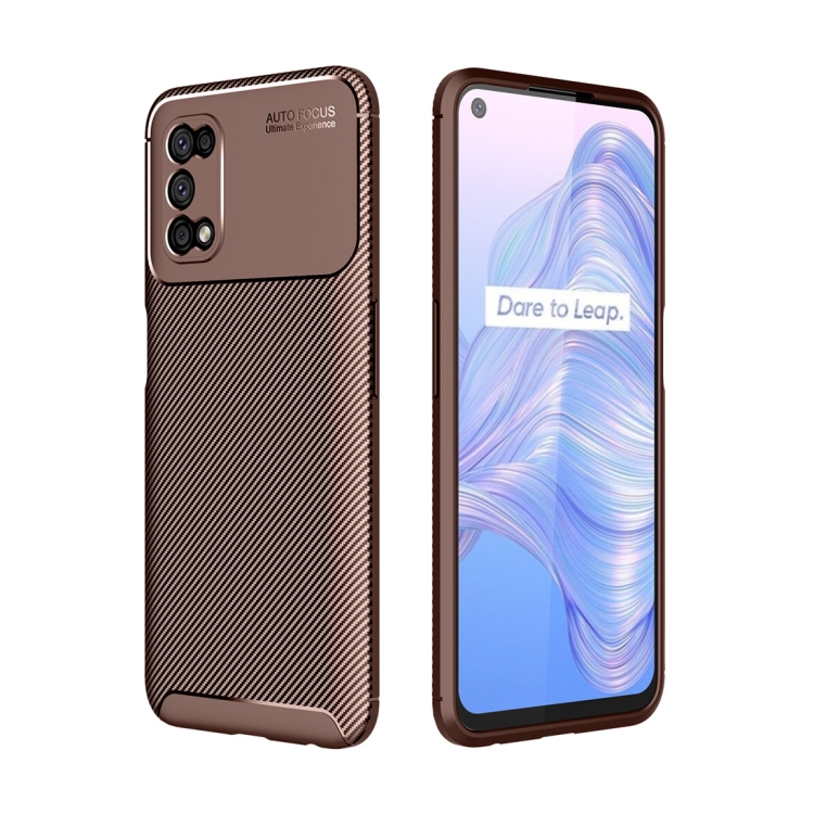 

For OPPO Realme V5 Carbon Fiber Texture Shockproof TPU Case(Brown)