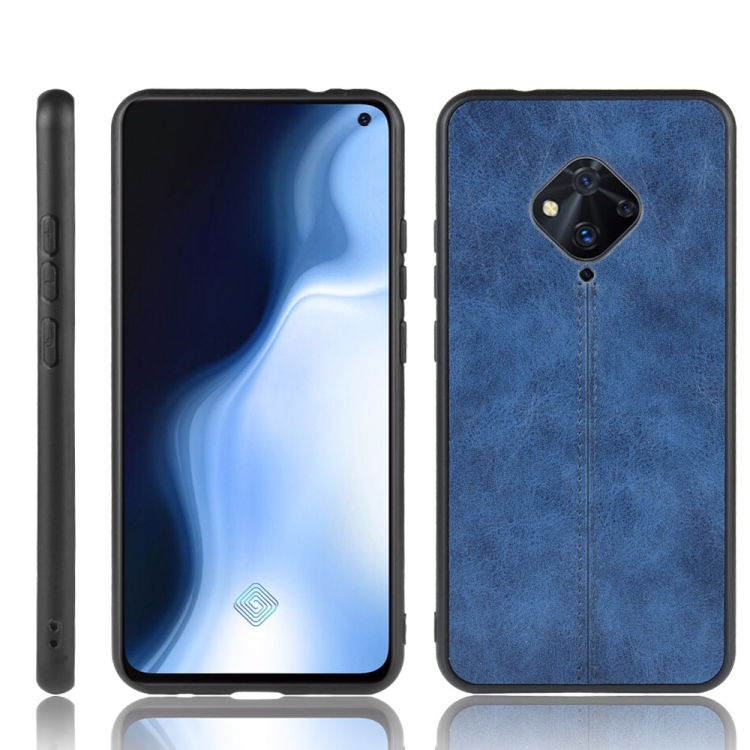 

For Vivo X50 Lite Shockproof Sewing Cow Pattern Skin PC + PU + TPU Case(Blue)