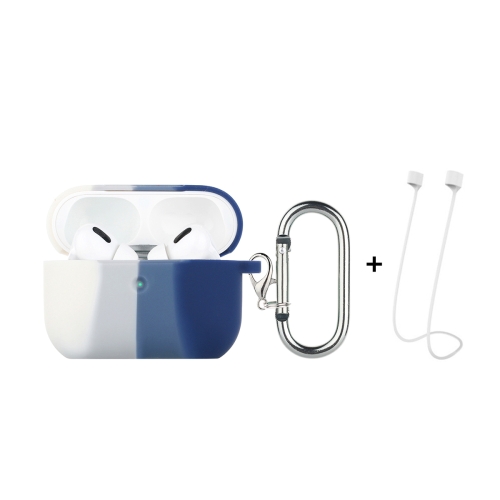 

ENKAY Hat-Prince ENK-AC8102 for Apple AirPods Pro Wireless Earphone Rainbow Color TPU Protective Case with Carabiner and Anti-lost Rope(White Grey Blue)