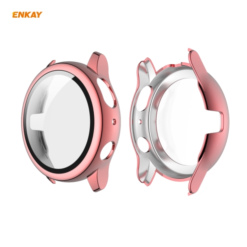 

For Samsung Galaxy Watch Active 2 40mm ENKAY Hat-Prince ENK-AC8204 Full Coverage Electroplating PC Case + 9H Tempered Glass Protector(Pink)