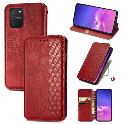 

For Galaxy M80S/A91/S10 Lite Cubic Grid Pressed Horizontal Flip Magnetic Leather Case with Holder & Card Slots & Wallet(Red)