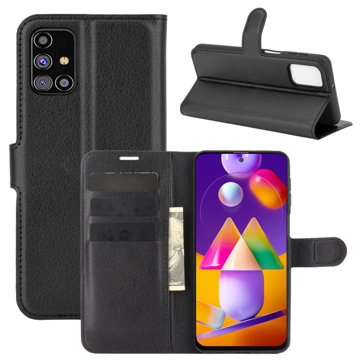 

For Samsung Galaxy M31s Litchi Texture Horizontal Flip Protective Case with Holder & Card Slots & Wallet(Black)
