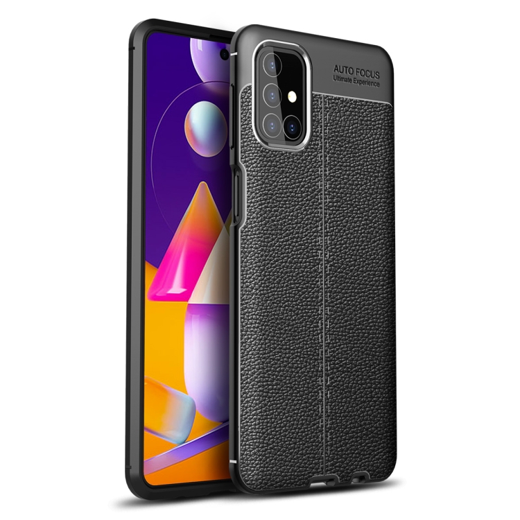 

For Samsung Galaxy M31s Litchi Texture TPU Shockproof Case(Black)