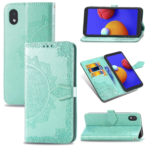 

For Samsung Galaxy A01 Core Mandala Flower Embossed Horizontal Flip Leather Case with Bracket / Card Slot / Wallet / Lanyard01 Core Mandala Flower Embossed Horizontal Flip Leather Case with Bracket / Card Slot / Wallet / Lanyard(Green)