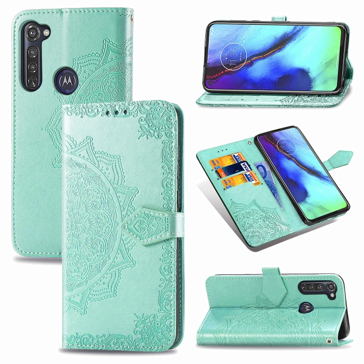 

For Motorola G Pro Mandala Flower Embossed Horizontal Flip Leather Case with Bracket / Card Slot / Wallet / Lanyard(Green)
