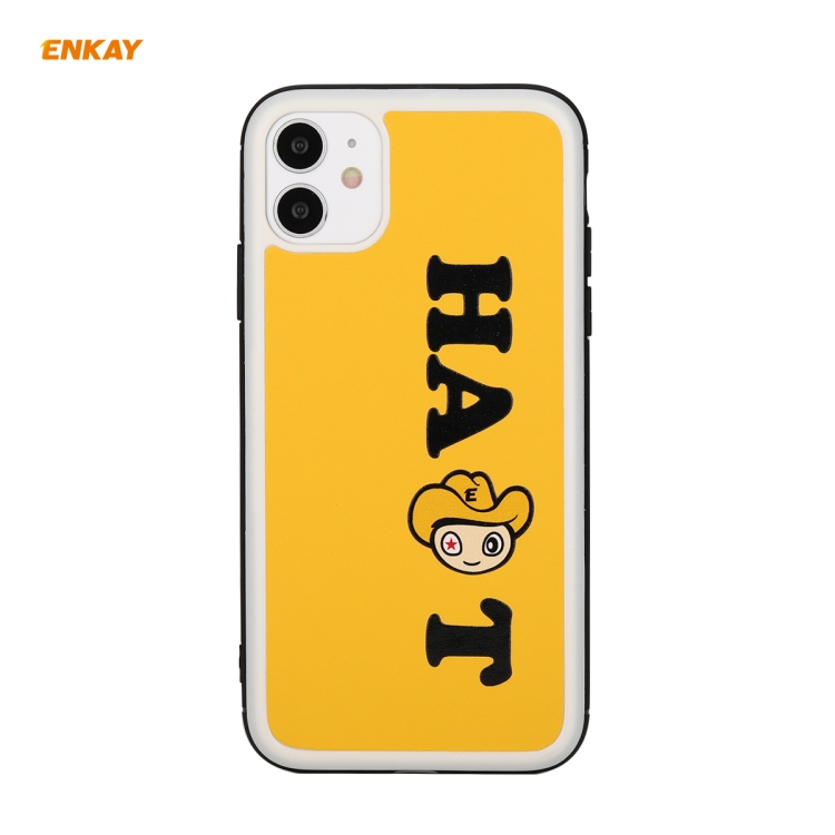 

For iPhone 11 Hat-Prince ENKAY ENK-PC046 Cartoon Series PU Leather + PC Hard Slim Case Shockproof Cover(Yellow)