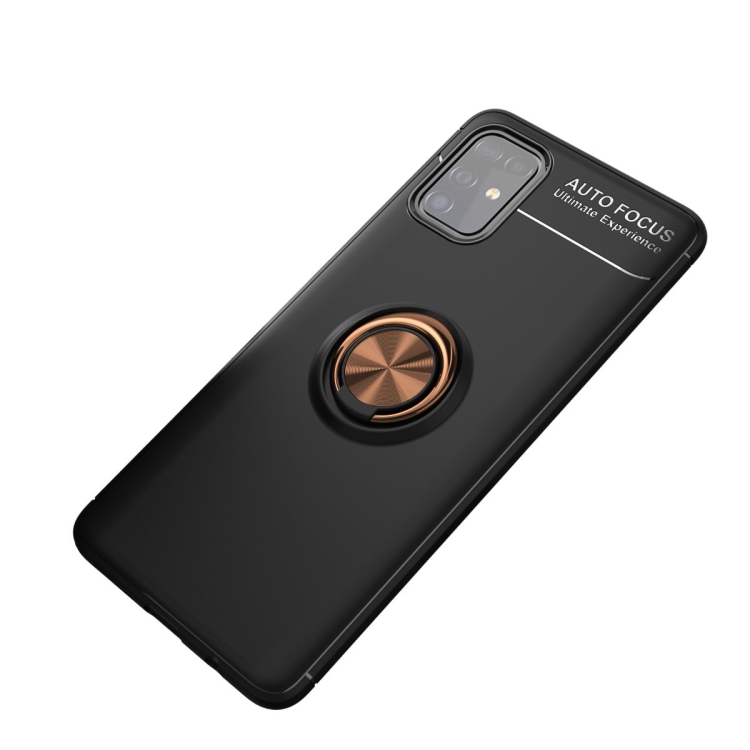 

For Samsung Galaxy M31S Metal Ring Holder 360 Degree Rotating TPU Case(Black+Rose Gold)